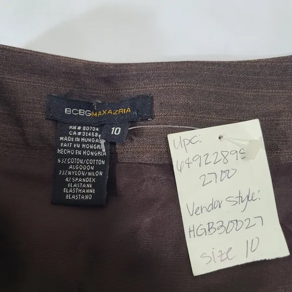 NWT BCBG Max Azria Y2K  Brown Pencil Skirt Size 10‎