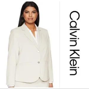NWT Calvin Klein Two Button Ivory Lux Blazer