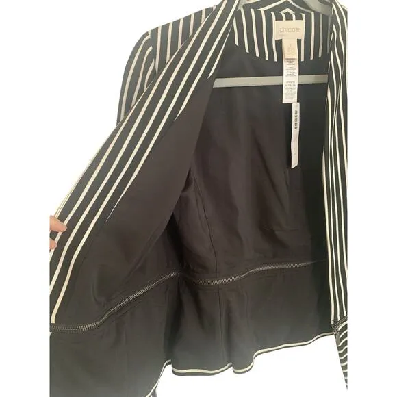 NWT Chico's Ponte Knit Jacket New Striped Blazer Women Small