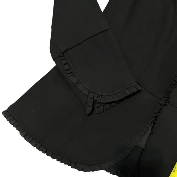 NWT Chicos Ruffle Trim Ponte Blazer Black Jacket Womens Size 00 / XS