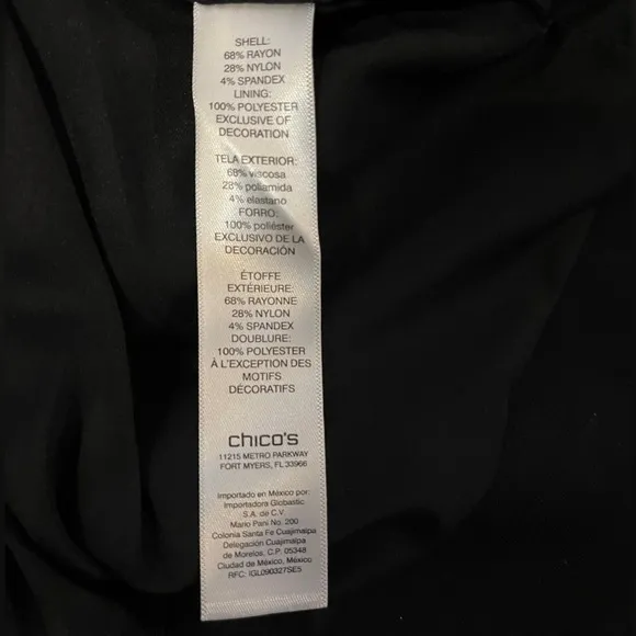 NWT Chicos Ruffle Trim Ponte Blazer Black Jacket Womens Size 00 / XS