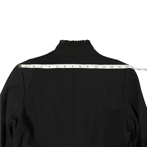 NWT Chicos Ruffle Trim Ponte Blazer Black Jacket Womens Size 00 / XS