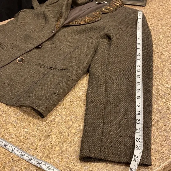 NWT Coldwater Creek Brown Lined Sequin Detail Misses Jacket L 14-16