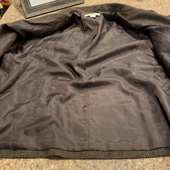 NWT Coldwater Creek Brown Lined Sequin Detail Misses Jacket L 14-16