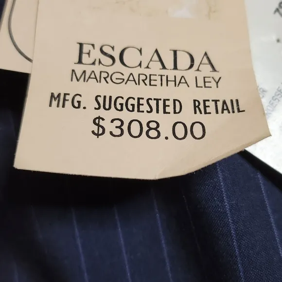 NWT Escada Margaretha Ley Women's Blue Pinstripe Pencil Skirt Size 38 (US 8) B30