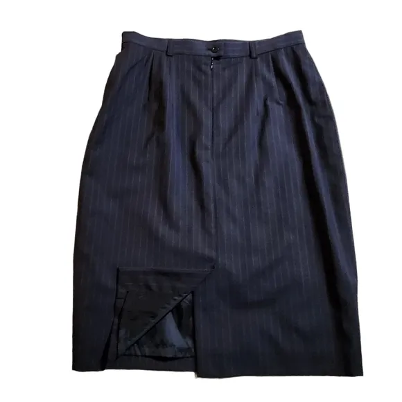 NWT Escada Margaretha Ley Women's Blue Pinstripe Pencil Skirt Size 38 (US 8) B30
