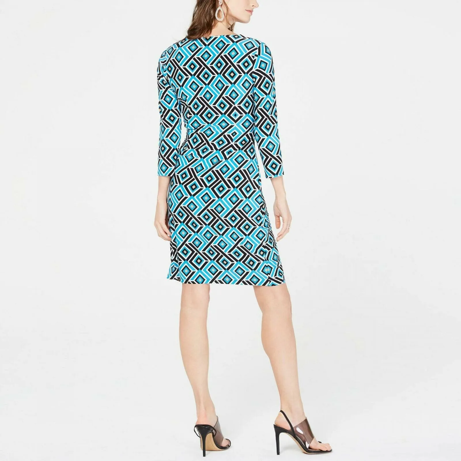 NWT INC International Concepts Womens Petite Geo-Print Wrap Dress. 100056707P PL