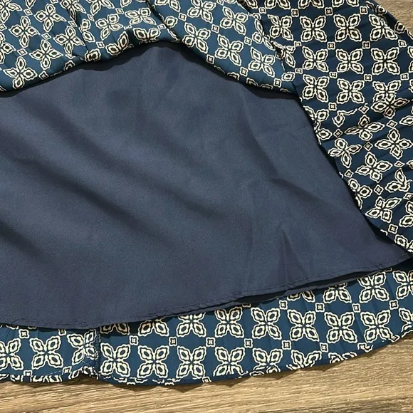 NWT J. Crew Pleated Mini Skirt Seaport Blue Autumn Lined Print Preppy Size 10