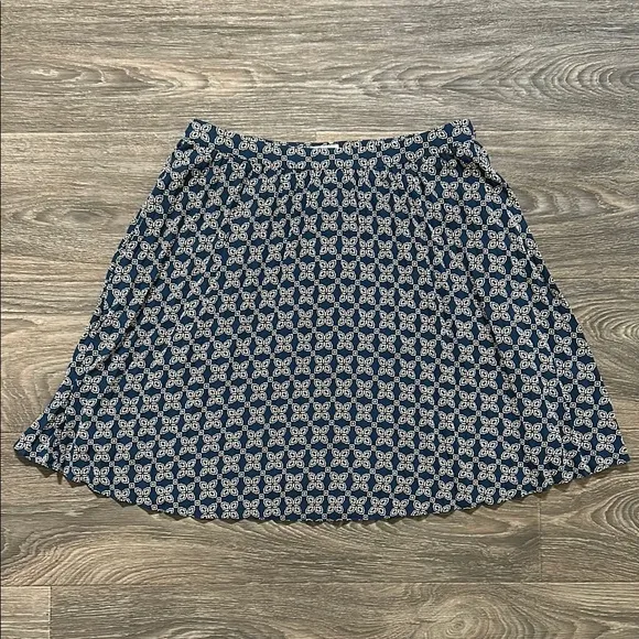 NWT J. Crew Pleated Mini Skirt Seaport Blue Autumn Lined Print Preppy Size 10