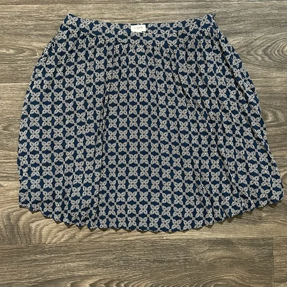 NWT J. Crew Pleated Mini Skirt Seaport Blue Autumn Lined Print Preppy Size 10