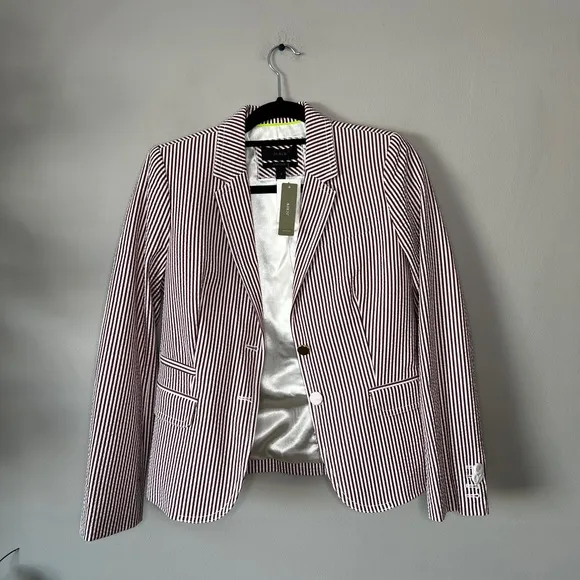 NWT J. Crew Schoolboy seersucker blazer jacket striped 6