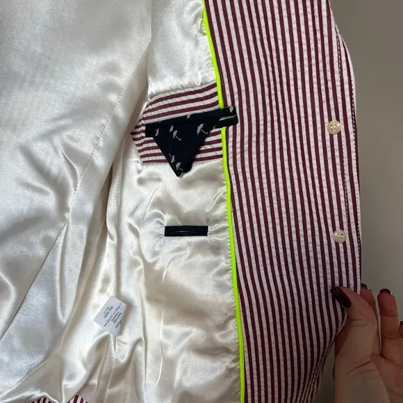 NWT J. Crew Schoolboy seersucker blazer jacket striped 6