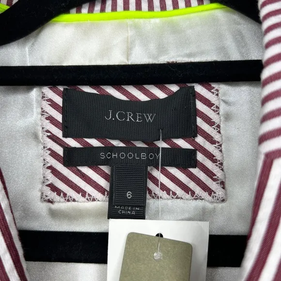 NWT J. Crew Schoolboy seersucker blazer jacket striped 6