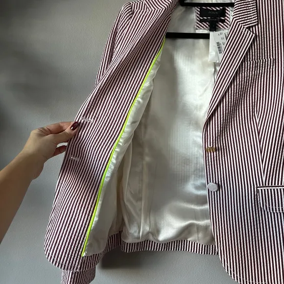 NWT J. Crew Schoolboy seersucker blazer jacket striped 6
