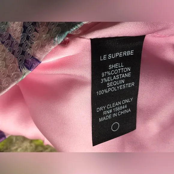 NWT Le Superbe Pastel Palms Shine Sequin Pencil Skirt in Pink and Blue