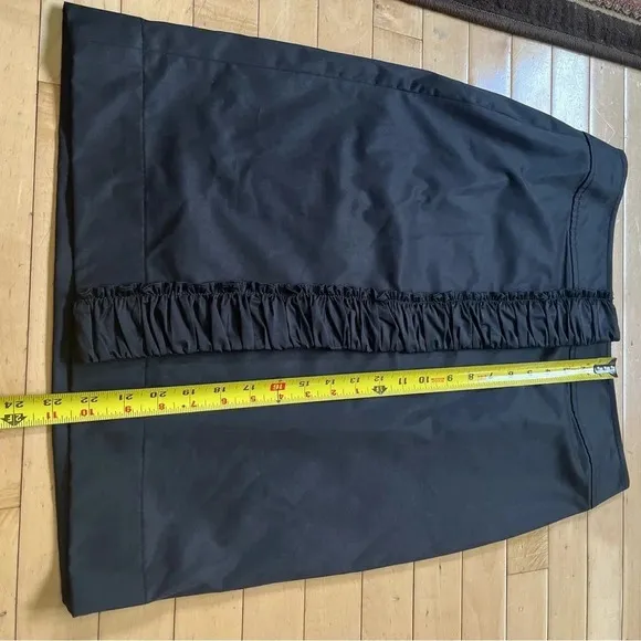 NWT TALBOTS Black Cotton Ruffle Front Button Spring Pencil skirt size 4