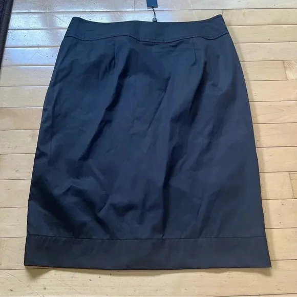 NWT TALBOTS Black Cotton Ruffle Front Button Spring Pencil skirt size 4