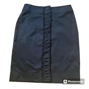 NWT TALBOTS Black Cotton Ruffle Front Button Spring Pencil skirt size 4