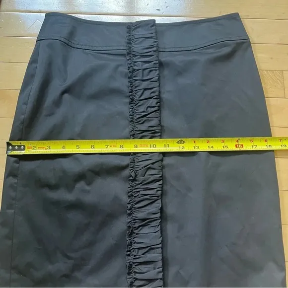 NWT TALBOTS Black Cotton Ruffle Front Button Spring Pencil skirt size 4