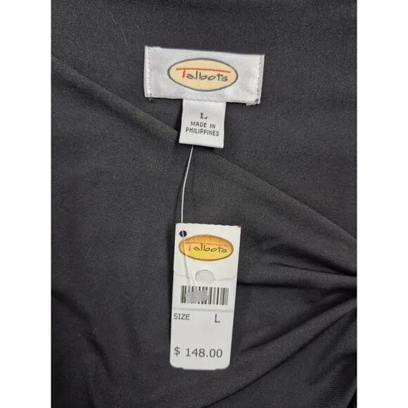 NWT Talbots Black Poly Spandex Asymmetrical Neckline Sheath Dress Sz L cocktail