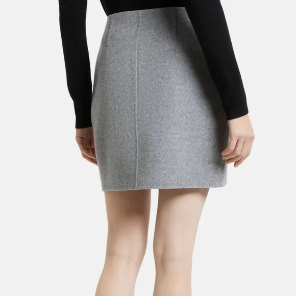 NWT Theory Clean Pencil Skirt in Wool Cashmere Grey Melange