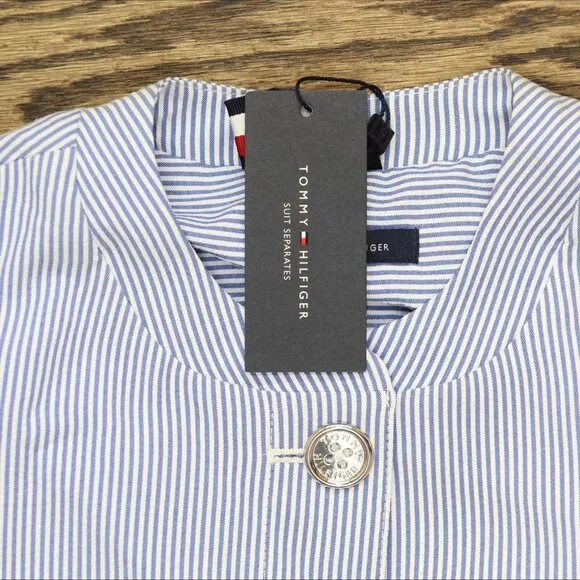 NWT Tommy Hilfiger Stripe Blazer Jacket H23JS726 2 French Stripe Blue White