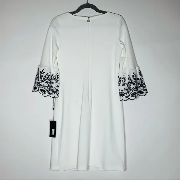 NWT Tommy Hilfiger Women's Ivy Embroidered Bell-Sleeve Sheath Midi Dress Size 2