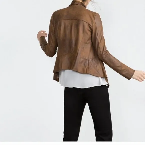NWT ZARA CAMEL FAUX SUEDE OVERSHIRT JACKET COAT - REF. 2969/240 - SMALL