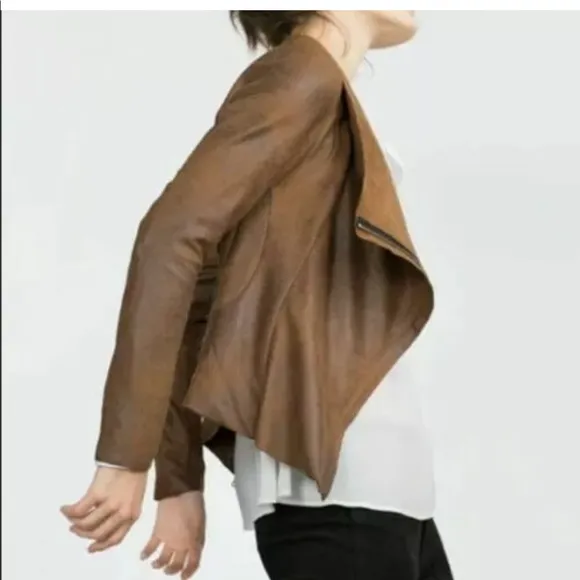 NWT ZARA CAMEL FAUX SUEDE OVERSHIRT JACKET COAT - REF. 2969/240 - SMALL