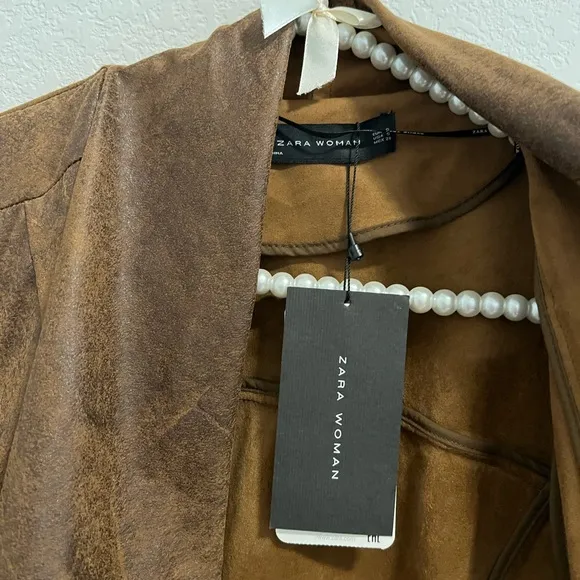 NWT ZARA CAMEL FAUX SUEDE OVERSHIRT JACKET COAT - REF. 2969/240 - SMALL