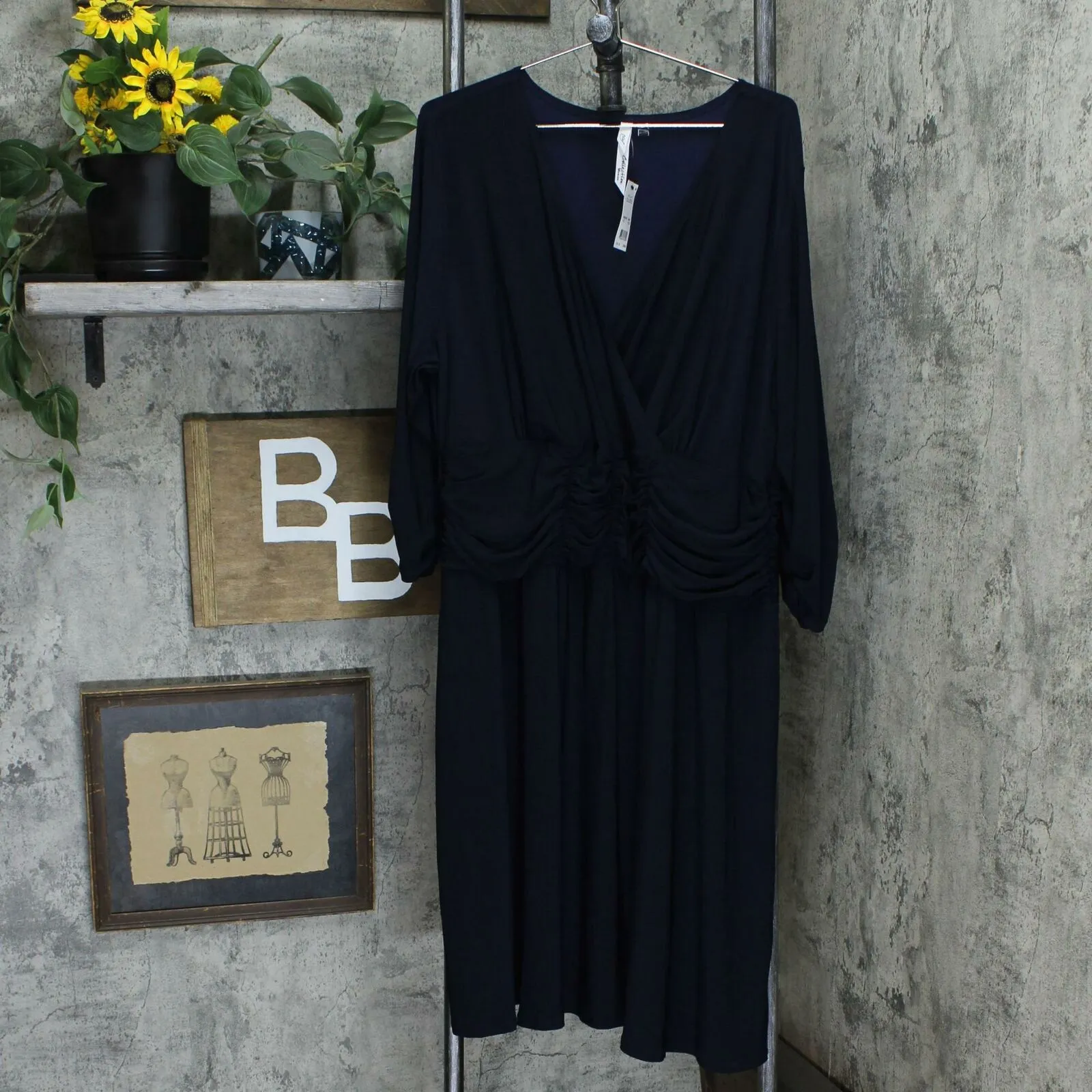 NY Collection Plus Size Ruched A-Line Dress