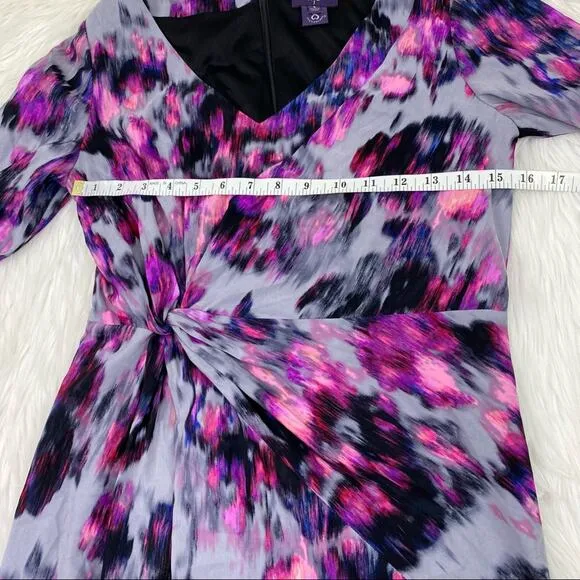 NYDJ Women's Sylvia Tifany Long Sleeve Sheath Dress Purple Size 4 Body Shaping