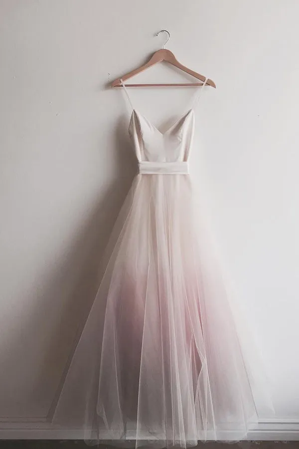 Ombre Prom Dresses Spaghetti Straps A-line Floor-length Long Prom Dress,MP569