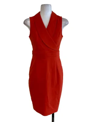 Orange V Neck Sheath Dress