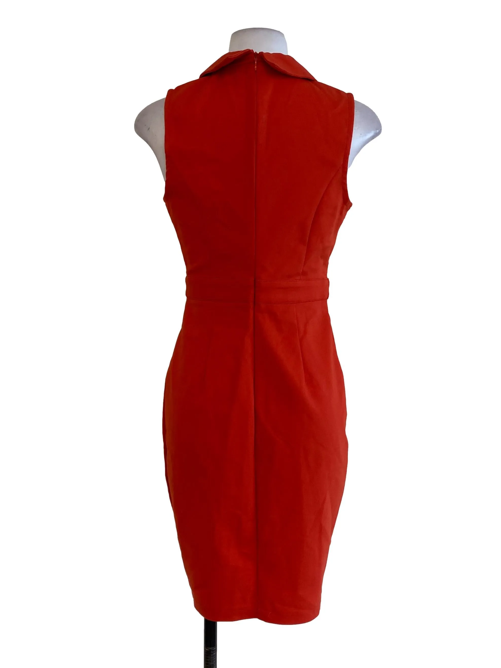 Orange V Neck Sheath Dress