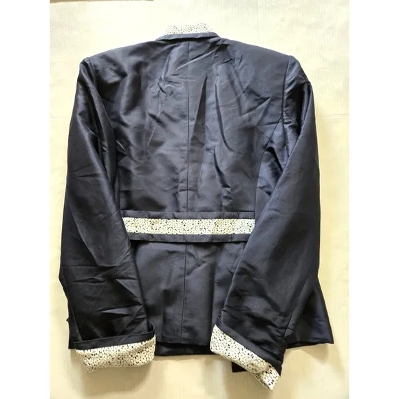 Oscar De La Renta Womens Blue Silk Blazer 5-Buttons Pockets Blue VTG Size 12