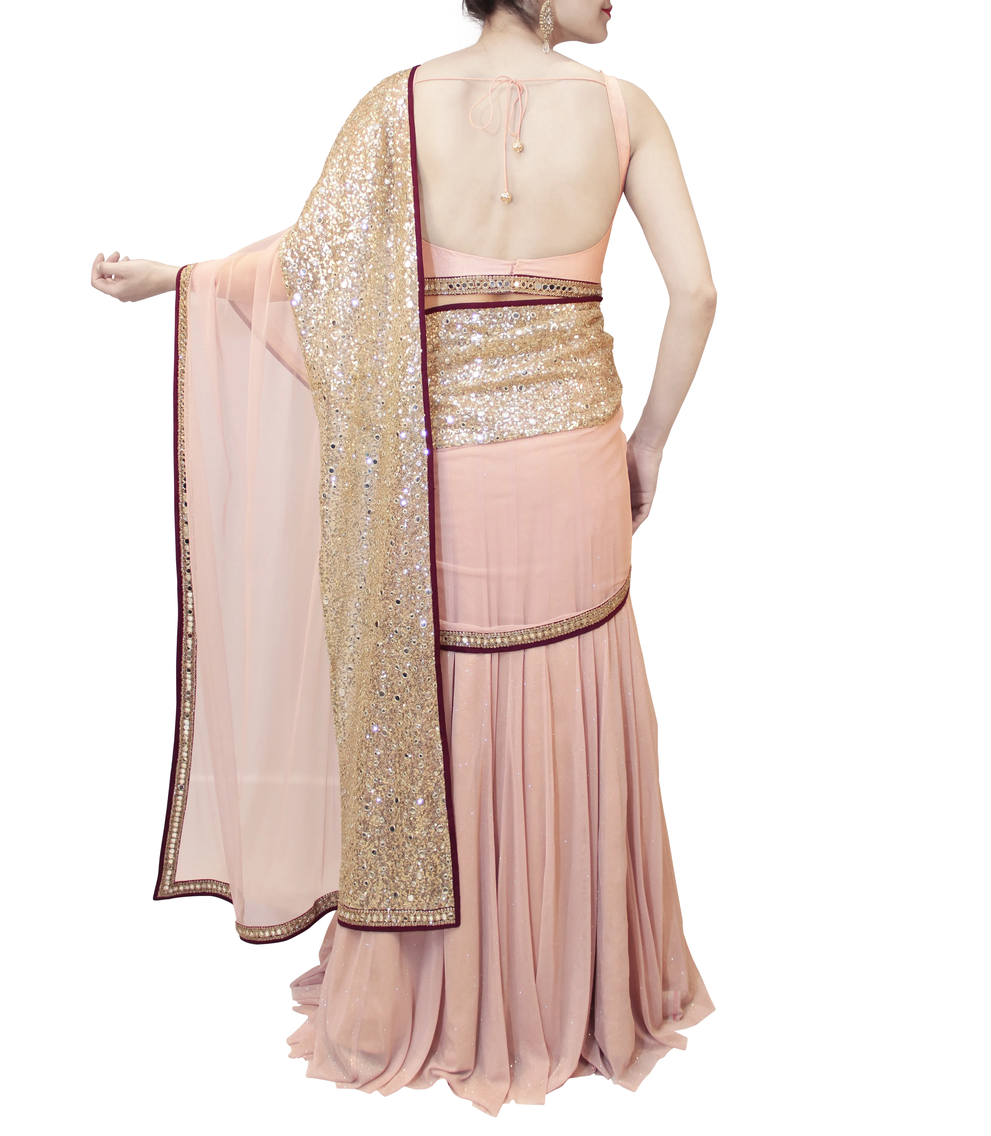 PEACH LEHENGA SAREE