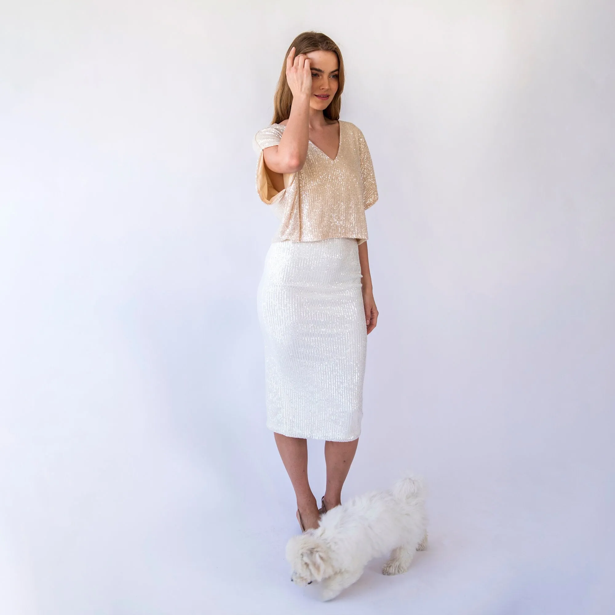 Pencil Bridal Sequins Skirt #3045