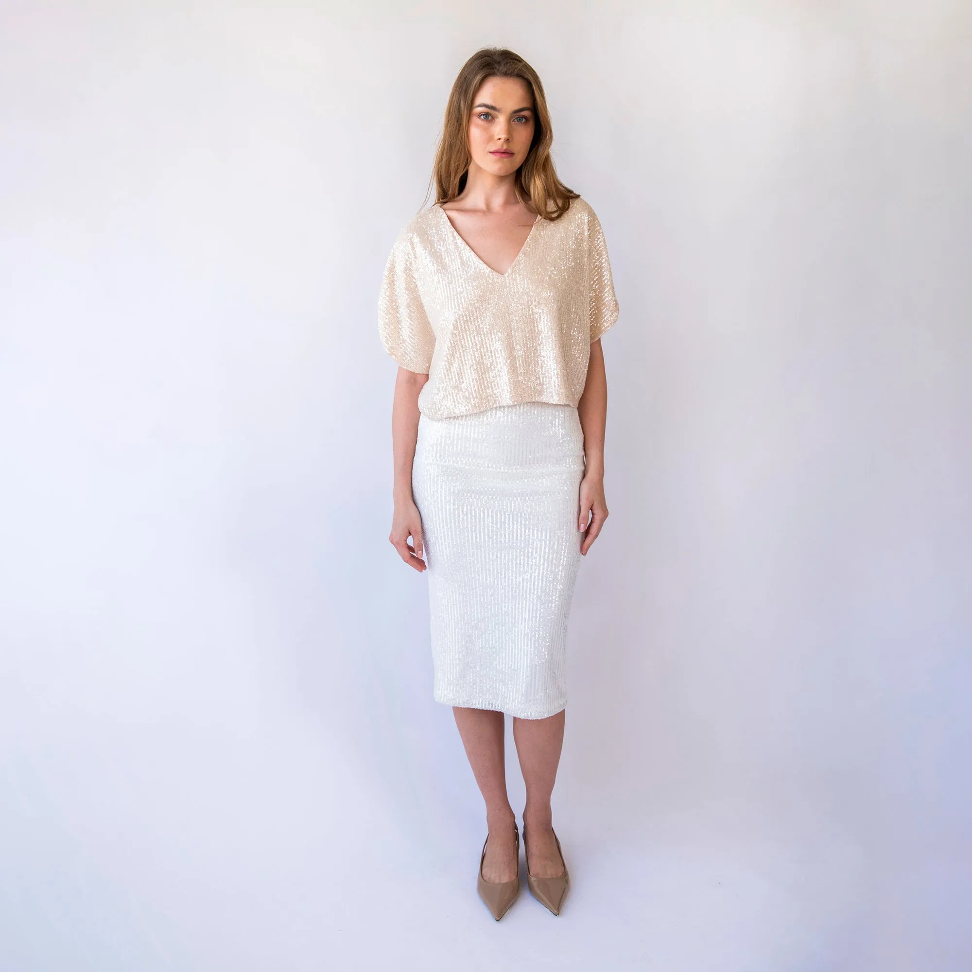 Pencil Bridal Sequins Skirt #3045