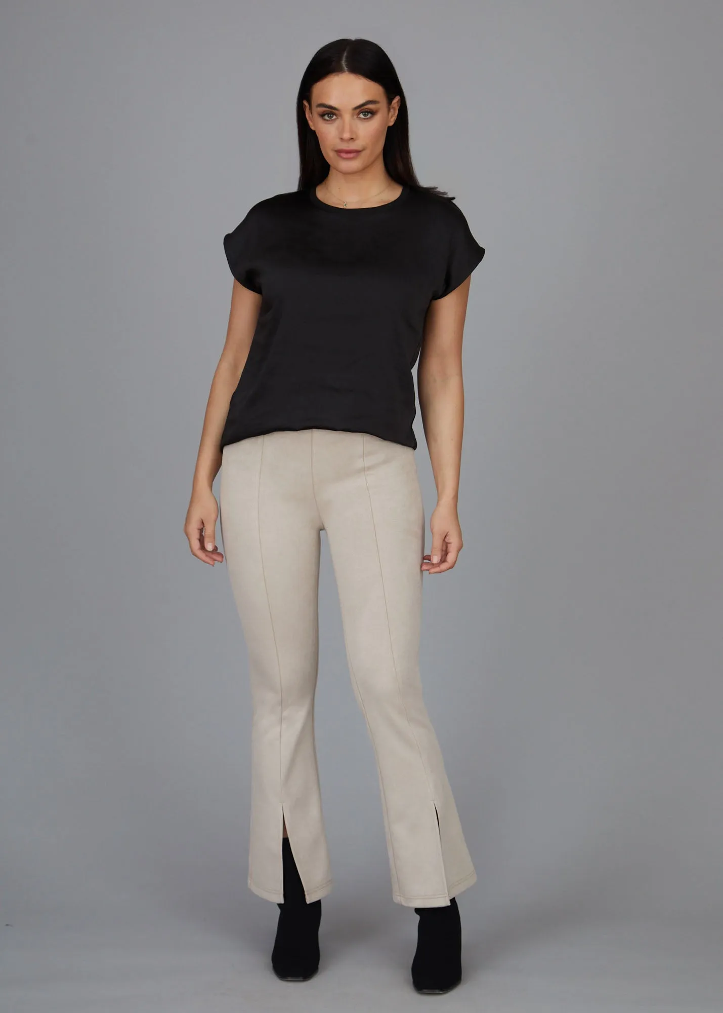 Perry Seemed Slit Pants - Faux Suede: FINAL SALE