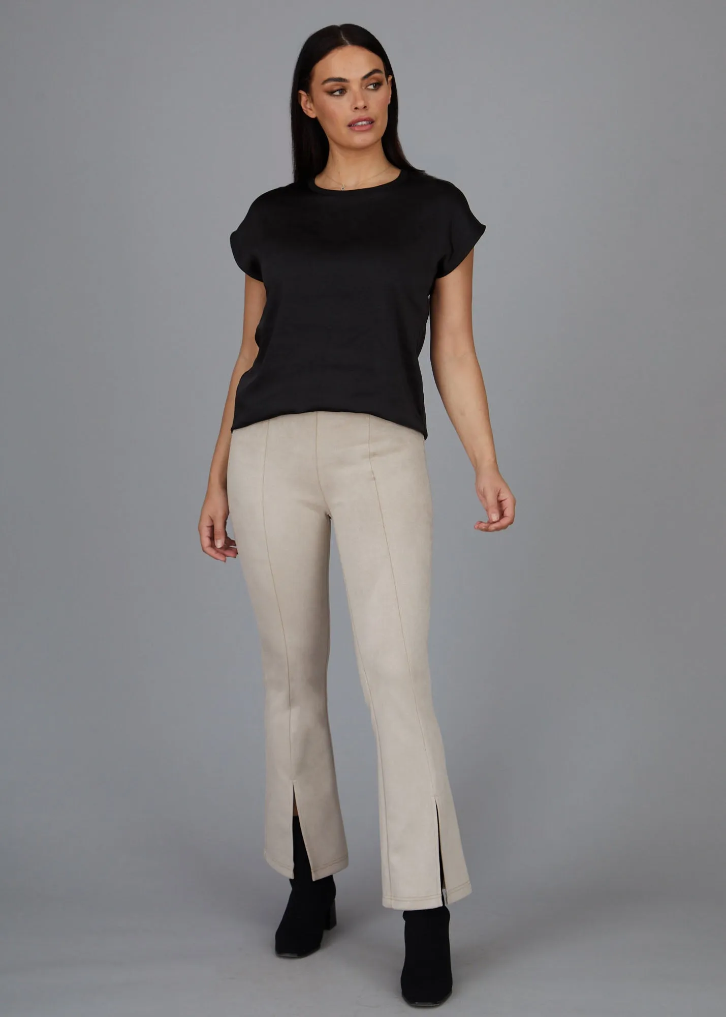 Perry Seemed Slit Pants - Faux Suede: FINAL SALE