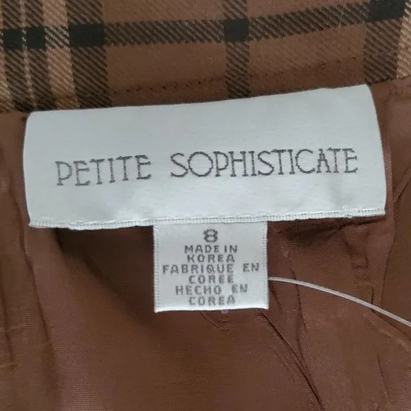 Petite Sophisticate Plaid Pencil Skirt | NWT | 8P | Light &amp; Dark Brown, Tan