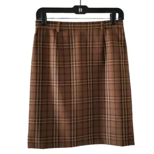 Petite Sophisticate Plaid Pencil Skirt | NWT | 8P | Light &amp; Dark Brown, Tan