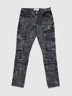 PJ-D458-Slim Fit Dyed Cargo Pants