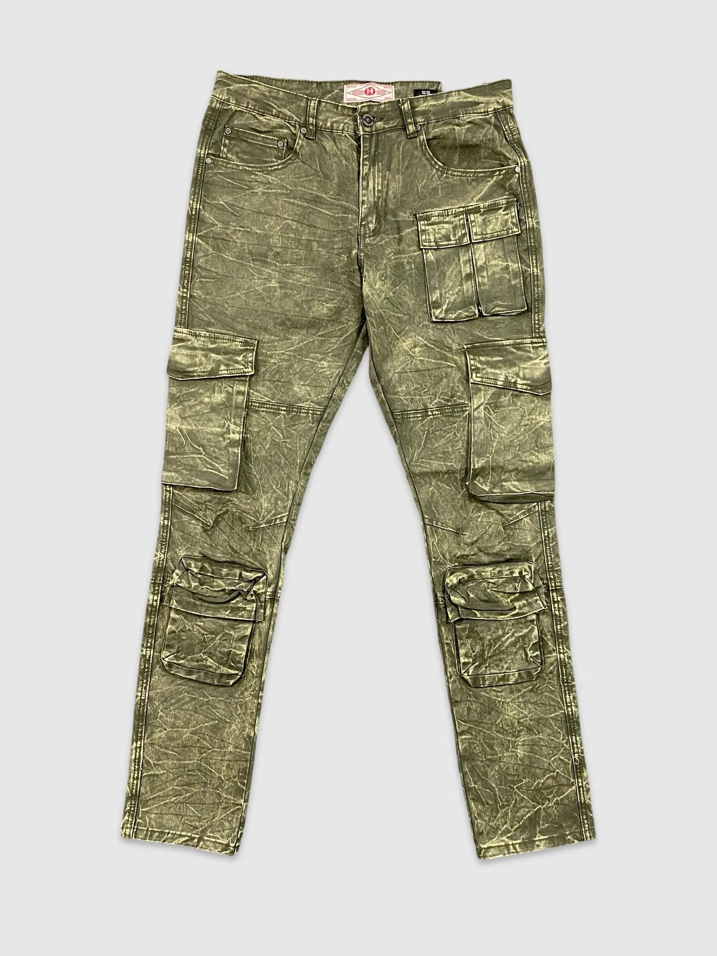PJ-D458-Slim Fit Dyed Cargo Pants