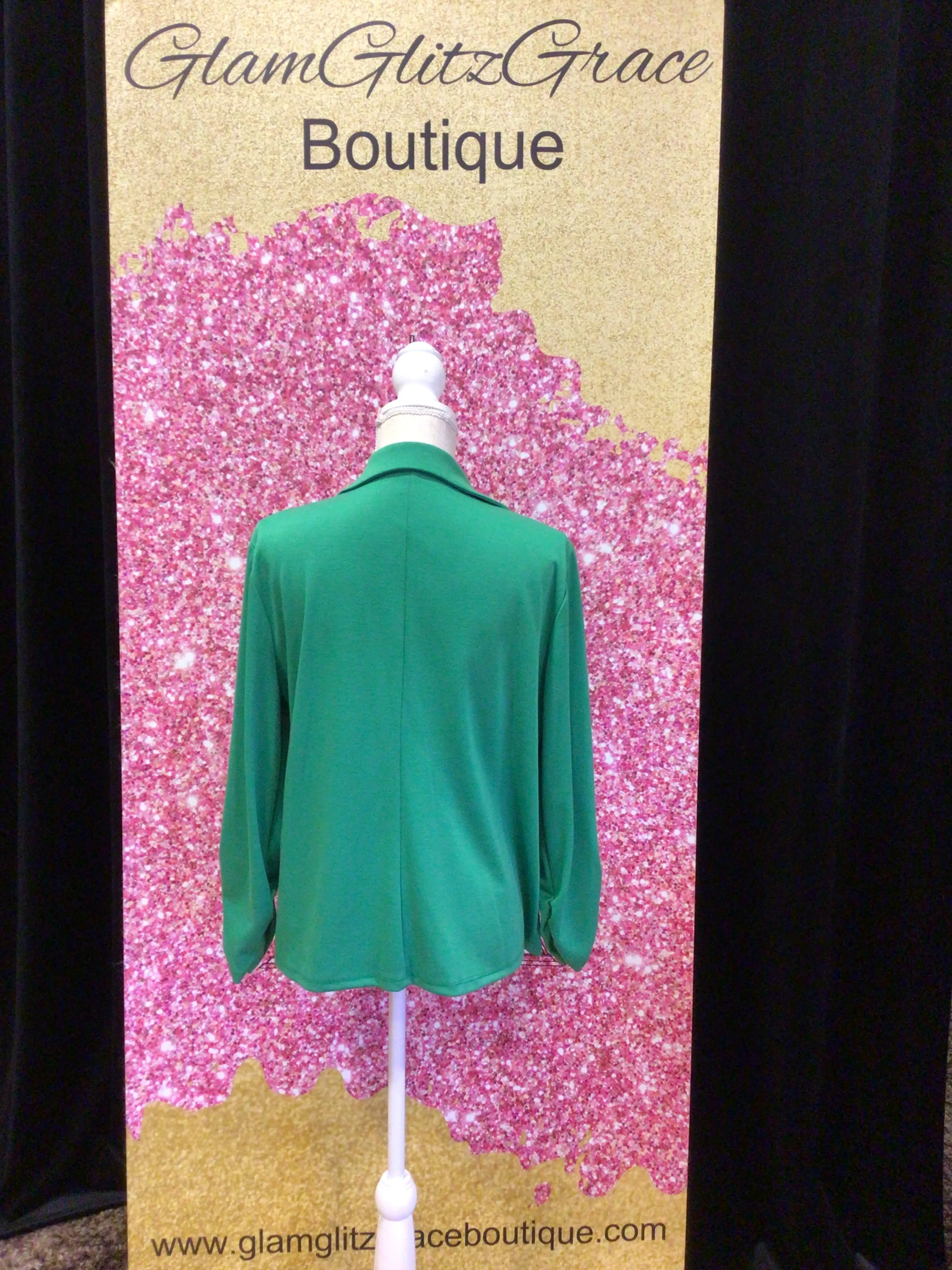 Plus Size Long Sleeves Button Blazer Jacket
