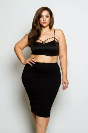 Plus Size Midi Pencil Skirt