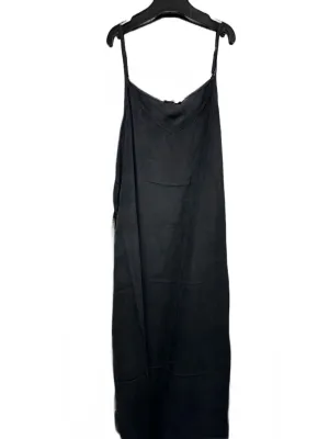 Point Brushed A-Line Slip Dress in Black