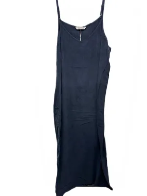 Point Brushed A-Line Slip Dress in Navy