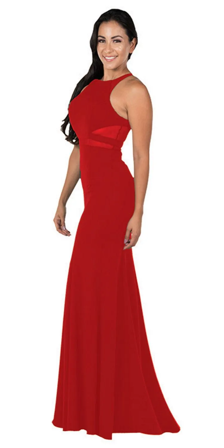 Poly USA 8054 Mermaid Dress with Sheer Cut-Outs